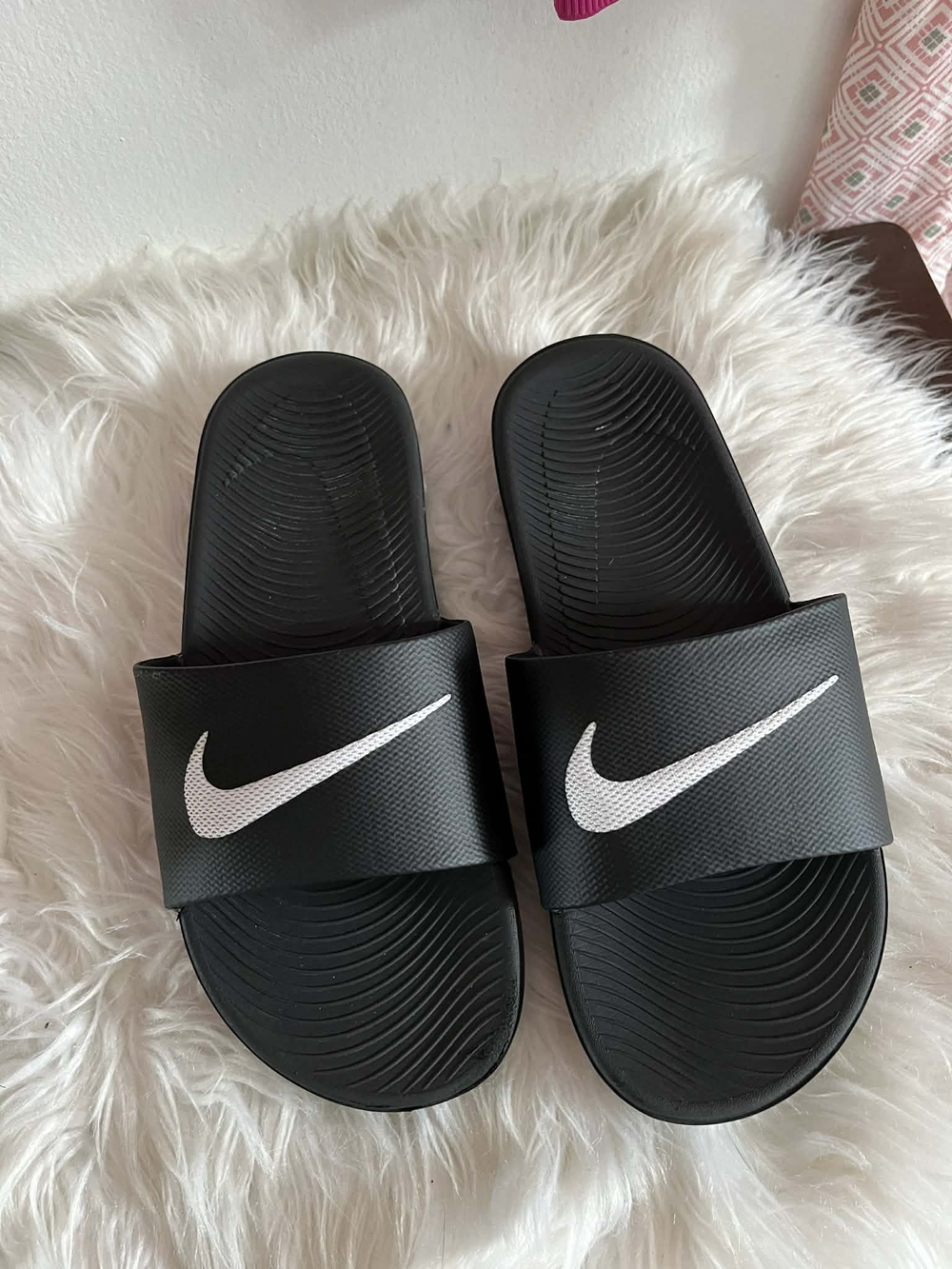 Nike Black Slide Sandals with White Swoosh
